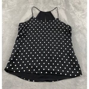 Express Womens Polka Dot Halter Cami Top Black White High Neck Keyhole Large